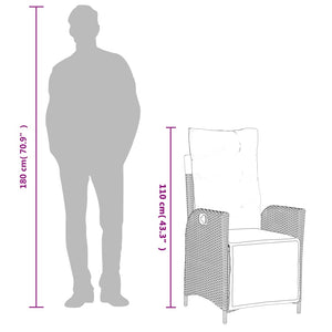 Matgrupp för trädgården med dynor 5 delar ljusgrå konstrottning
