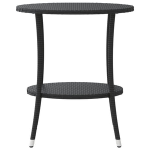 Justerbara trädgårdsstolar 2 st med bord svart konstrotting