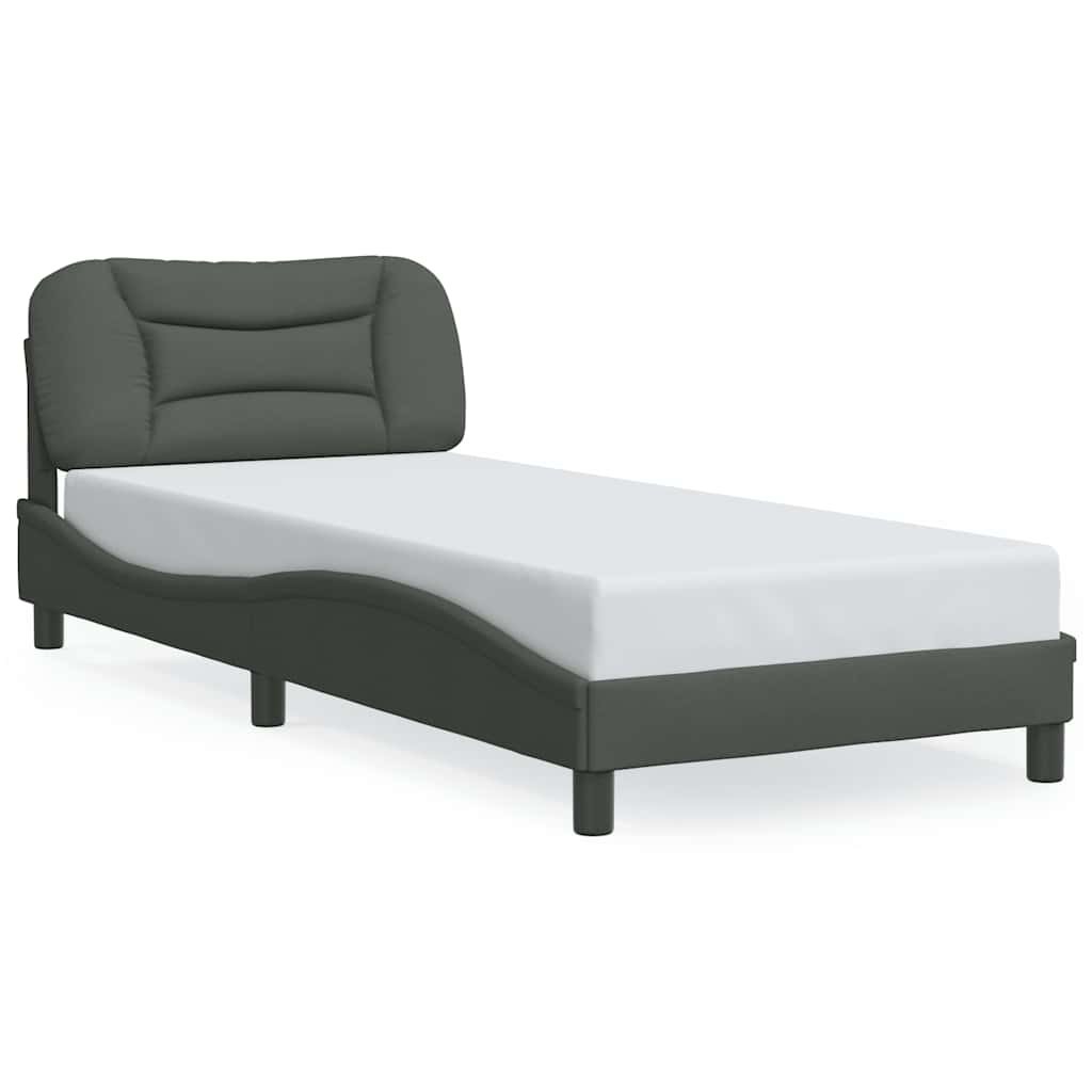 Bed Frame without Mattress "Hvar" Dark Grey 80x200 cm Fabric