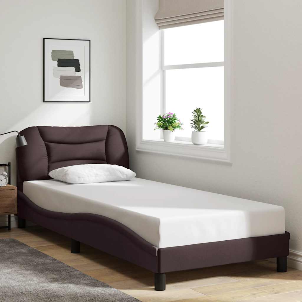 Bed Frame without Mattress "Hvar" Dark Brown 90x190 cm Fabric