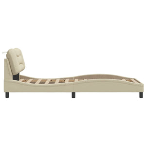 Bed Frame without Mattress "Hvar" Cream 90x190 cm Fabric