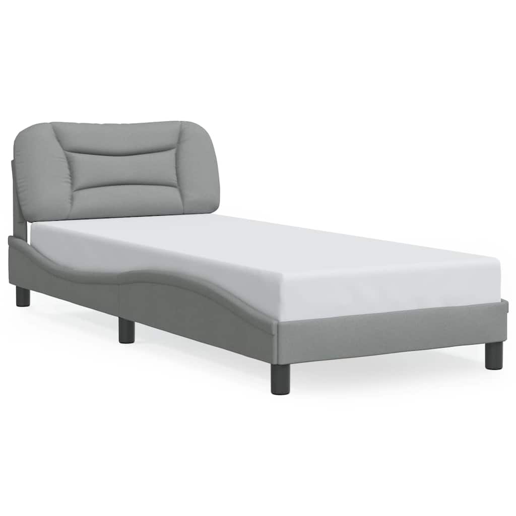 Bed Frame without Mattress "Hvar" Light Grey 90x200 cm Fabric