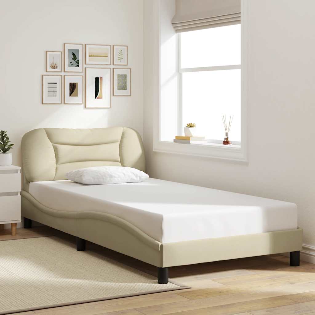 Bed Frame without Mattress "Hvar" Cream 100x200 cm Fabric