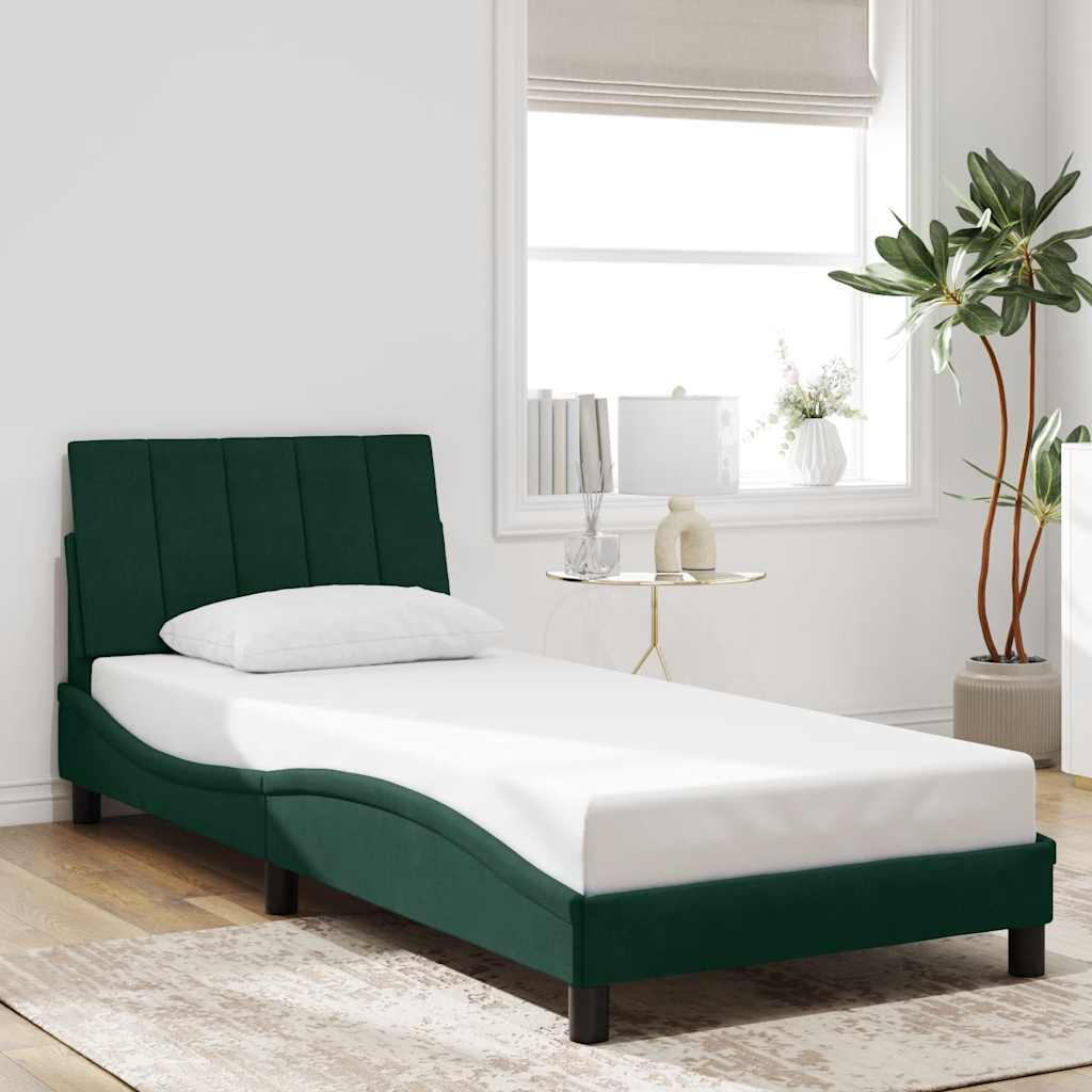 Bed Frame without Mattress "Hanko" Dark Green 80x200 cm Velvet