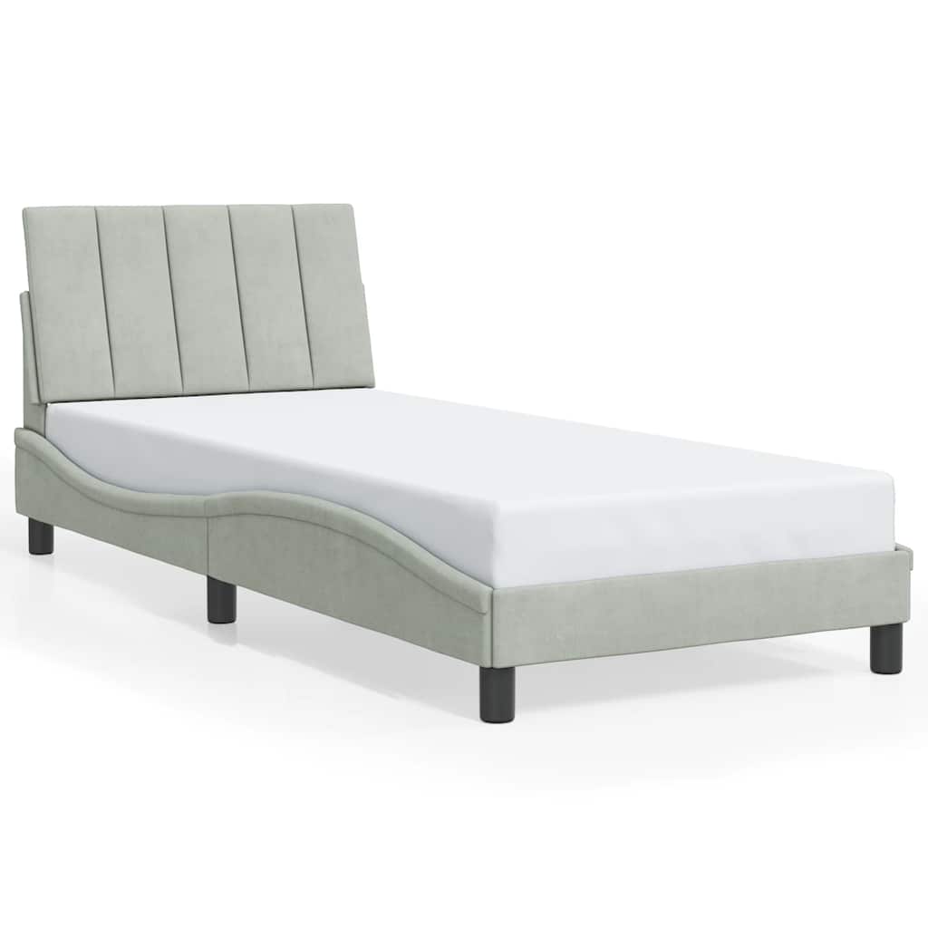 Bed Frame without Mattress "Hanko" Light Grey 90x190 cm Velvet
