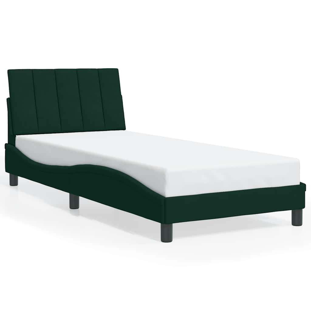 Bed Frame without Mattress "Hanko" Dark Green 90x190 cm Velvet