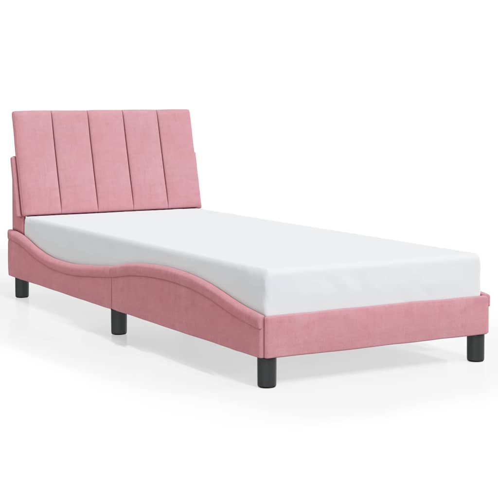 Bed Frame without Mattress "Hanko" Pink 90x190 cm Velvet