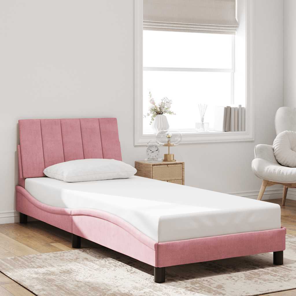 Bed Frame without Mattress "Hanko" Pink 90x190 cm Velvet