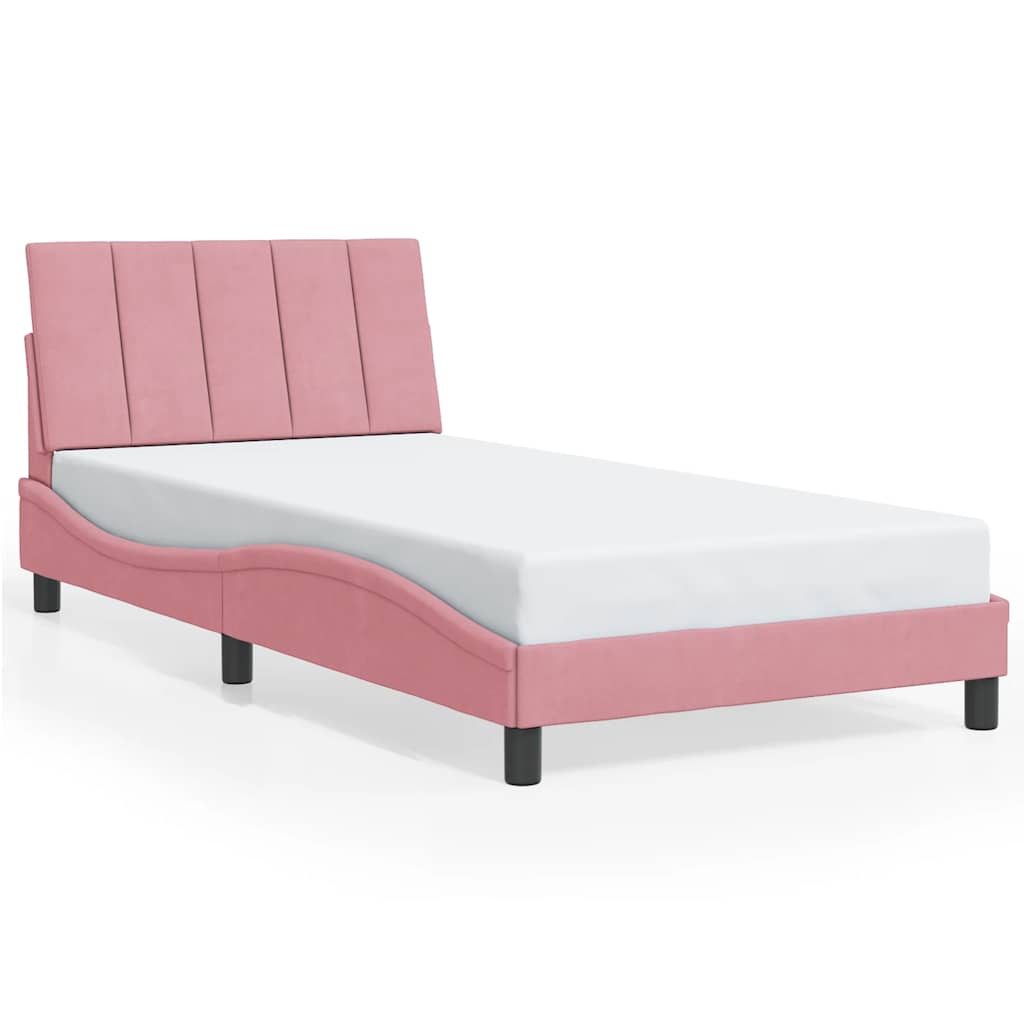 Bed Frame without Mattress "Hanko" Pink 100x200 cm Velvet