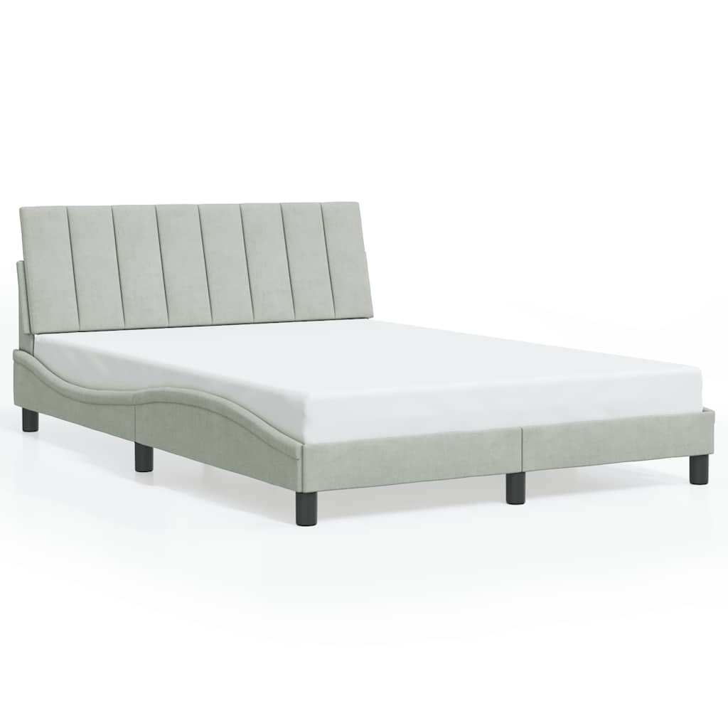 Bed Frame without Mattress "Hanko" Light Grey 120x200 cm Velvet