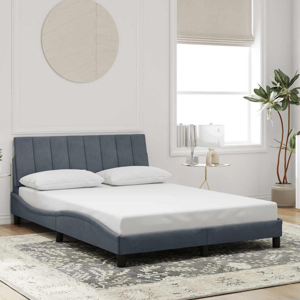 Bed Frame without Mattress "Hanko" Dark Grey 140x190 cm Velvet