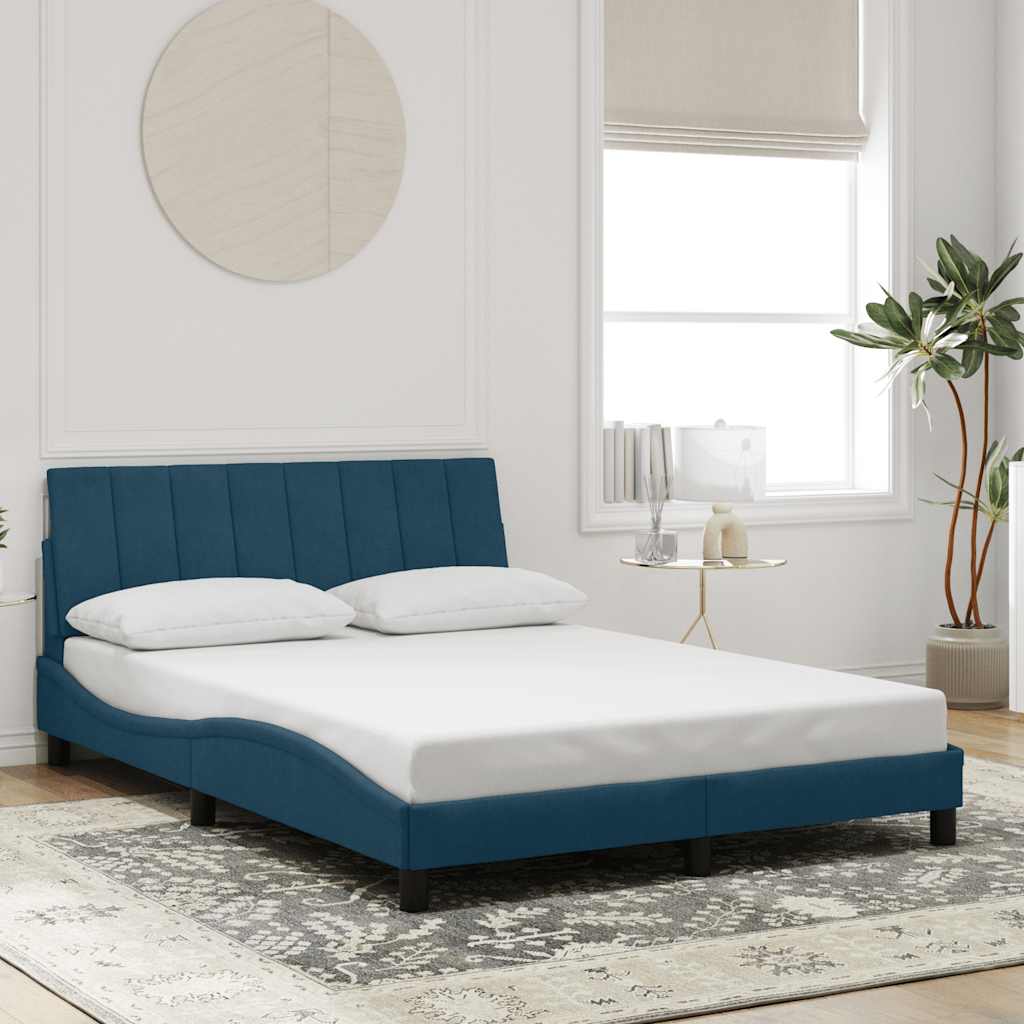 Bed Frame without Mattress "Hanko" Blue 140x190 cm Velvet