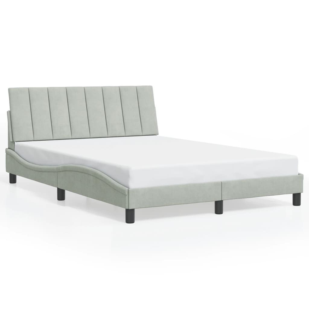 Bed Frame without Mattress "Hanko" Light Grey 140x200 cm Velvet