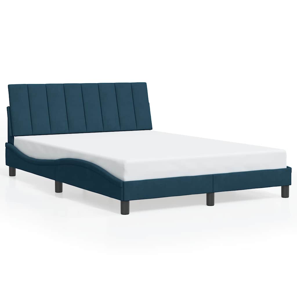 Bed Frame without Mattress "Hanko" Blue 140x200 cm Velvet
