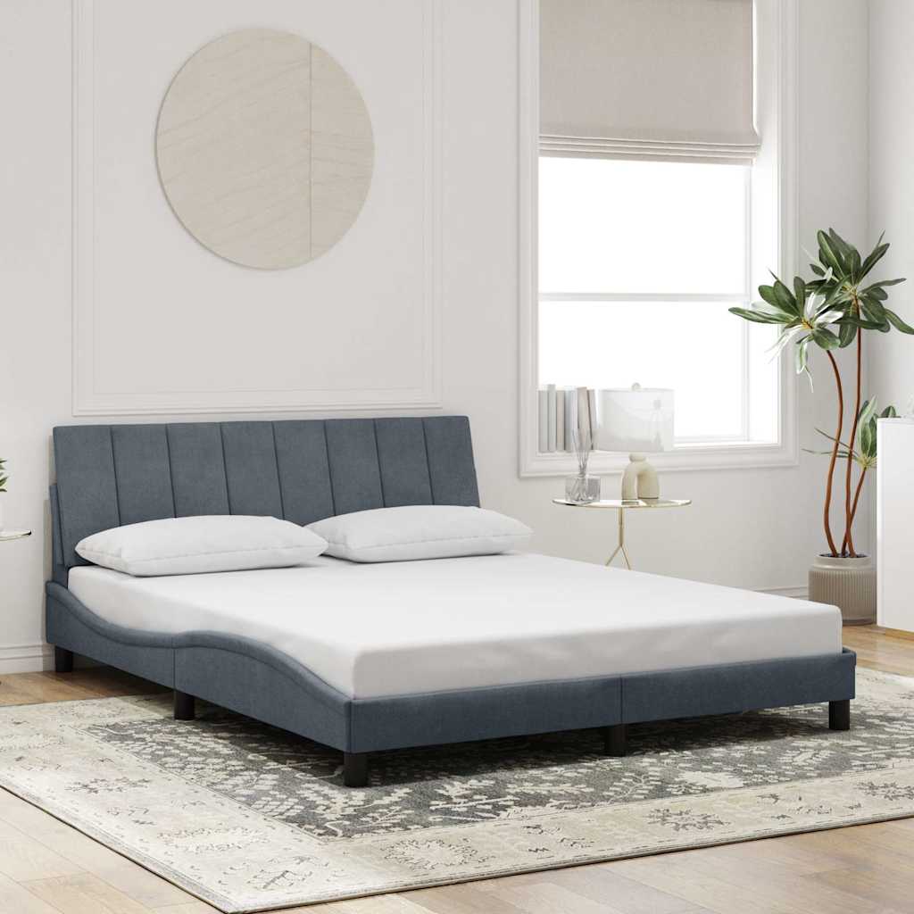 Bed Frame without Mattress "Hanko" Dark Grey 160x200 cm Velvet
