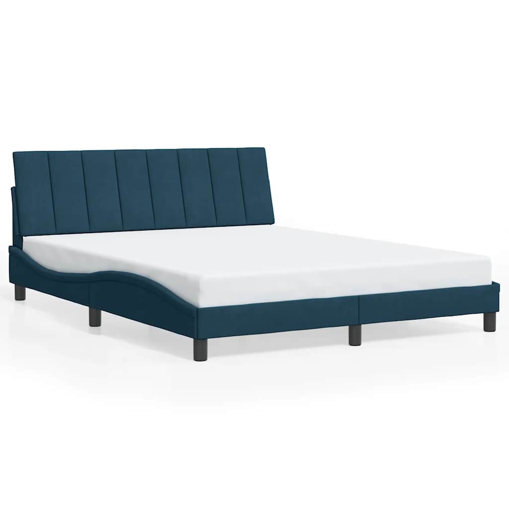 Bed Frame without Mattress "Hanko" Blue 160x200 cm Velvet