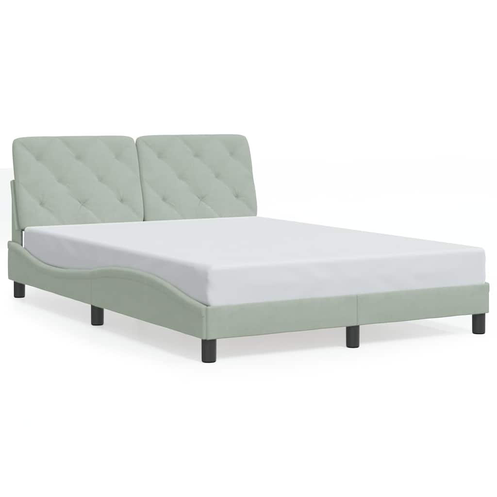 Bed Frame without Mattress Light Grey 140x190 cm Velvet
