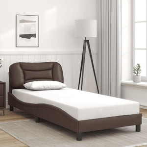 Bed Frame without Mattress "Hvar" Brown 80x200 cm Faux Leather