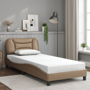 Bed Frame without Mattress "Hvar" Cappuccino 90x190 cm Faux Leather