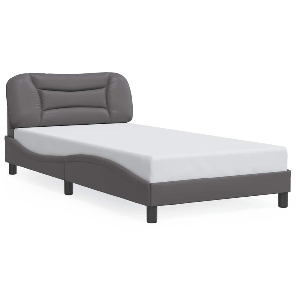 Bed Frame without Mattress "Hvar" Grey 100x200 cm Faux Leather