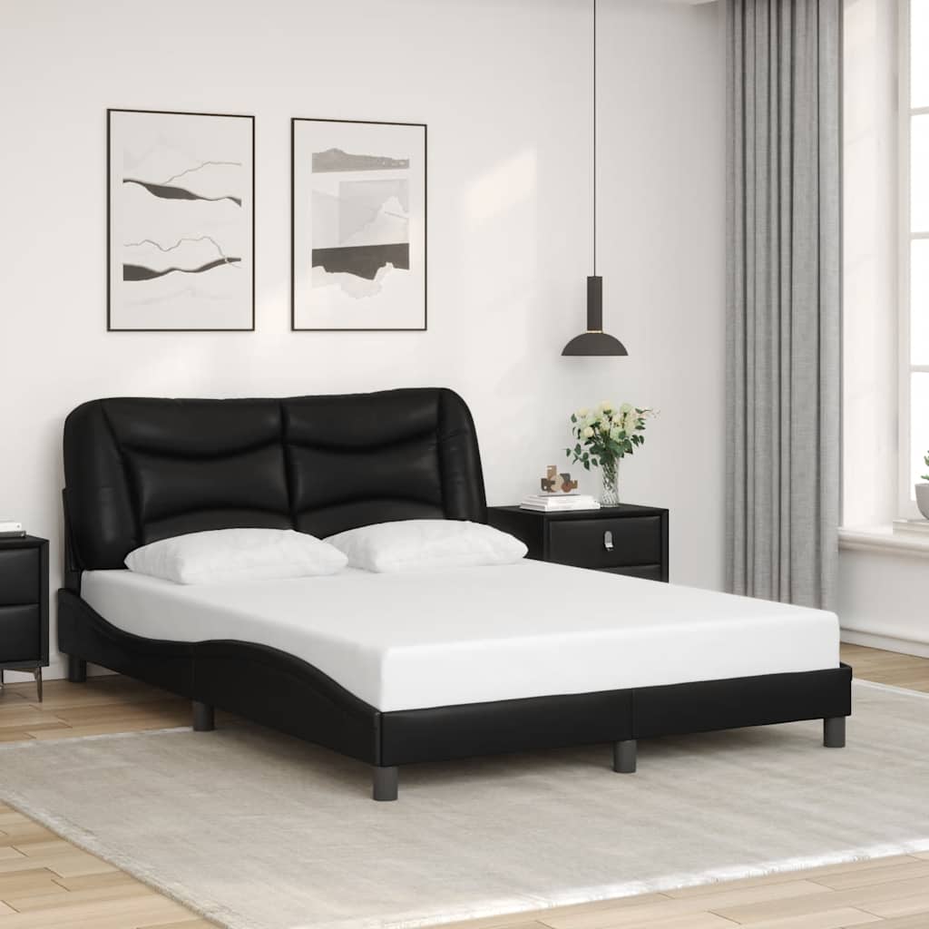 Bed Frame without Mattress "Hvar" Black 120x200 cm Faux Leather