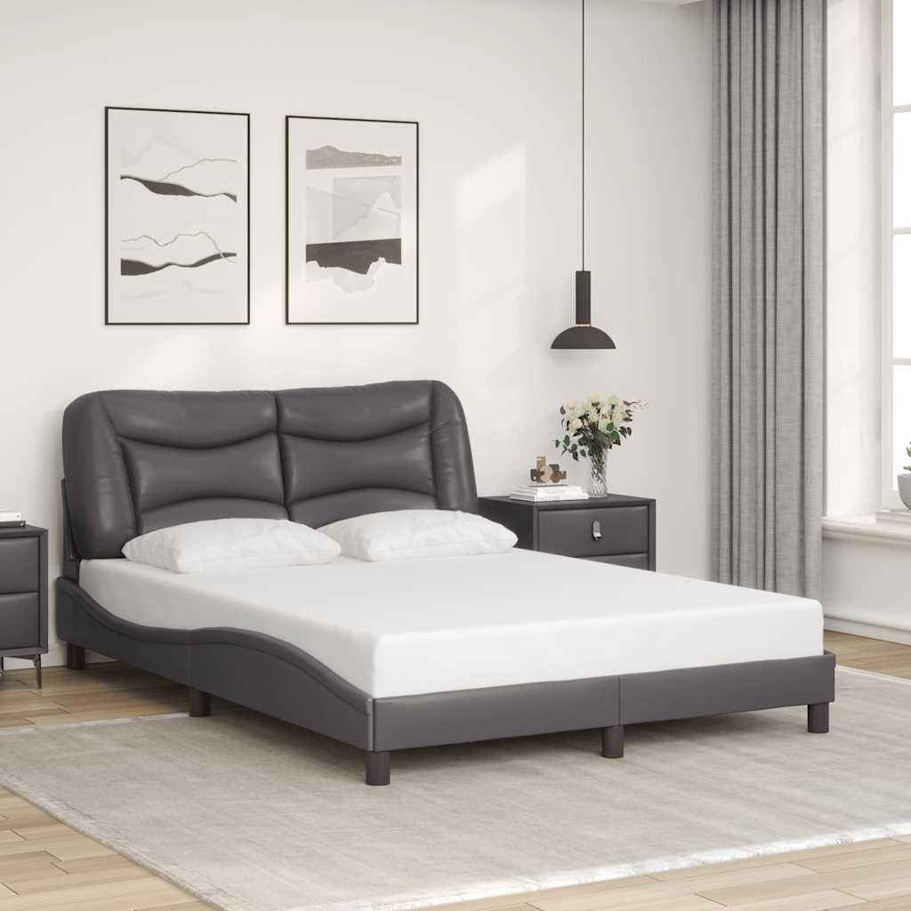 Bed Frame without Mattress "Hvar" Grey 120x200 cm Faux Leather