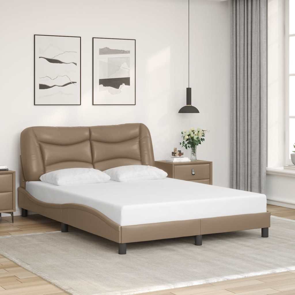 Bed Frame without Mattress "Hvar" Cappuccino 120x200 cm Faux Leather