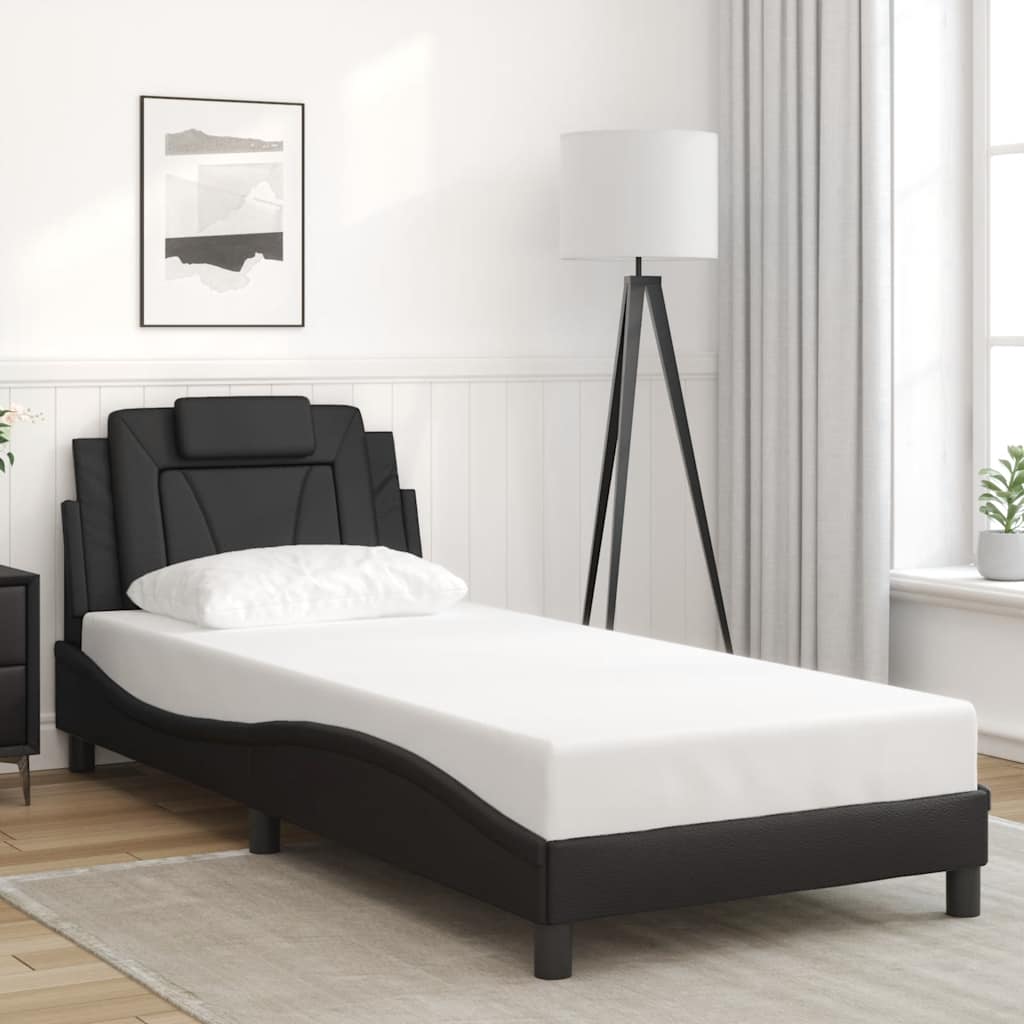 Bed Frame "Viana" without Mattress Black 80x200 cm Faux Leather