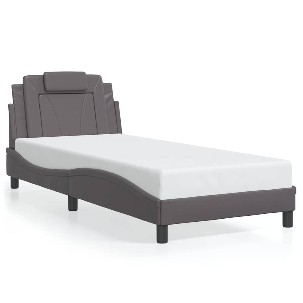 Bed Frame "Viana" without Mattress Grey 80x200 cm Faux Leather
