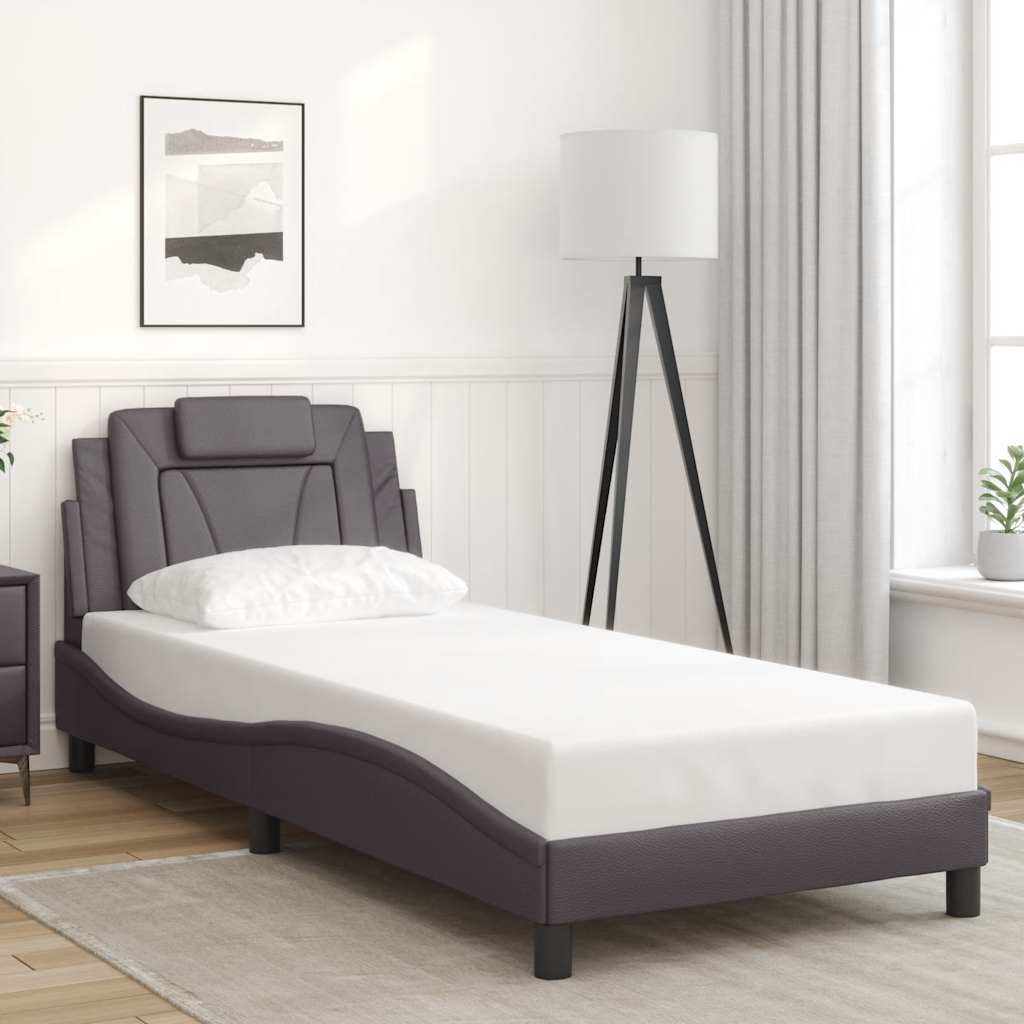 Bed Frame "Viana" without Mattress Grey 80x200 cm Faux Leather