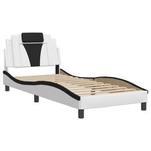 Bed Frame "Viana" without Mattress White and Black 80x200 cm Faux Leather