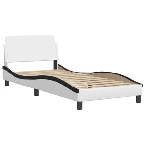 Bed Frame "Viana" without Mattress White and Black 80x200 cm Faux Leather