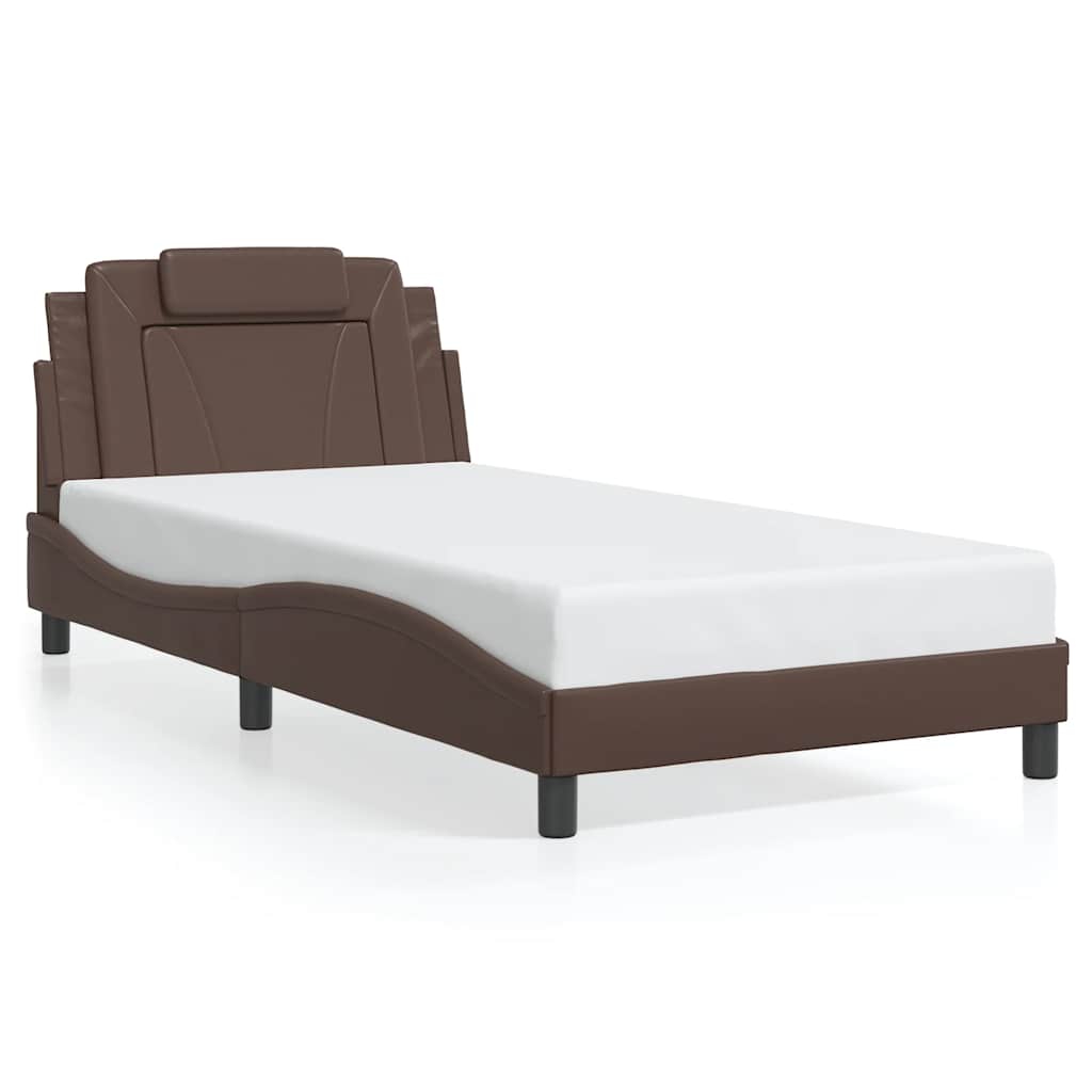 Bed Frame "Viana" without Mattress Brown 100x200 cm Faux Leather