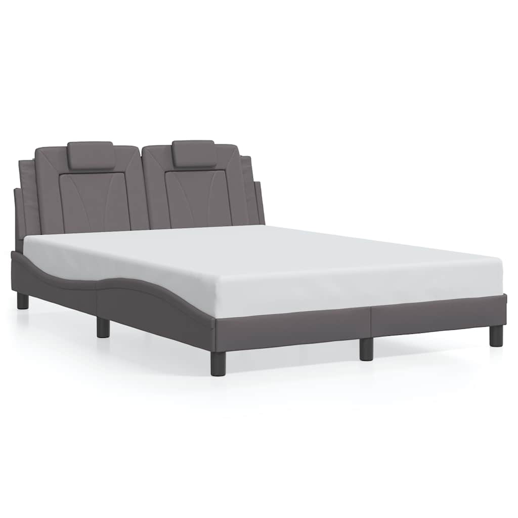 Bed Frame "Viana" without Mattress Grey 140x190 cm Faux Leather