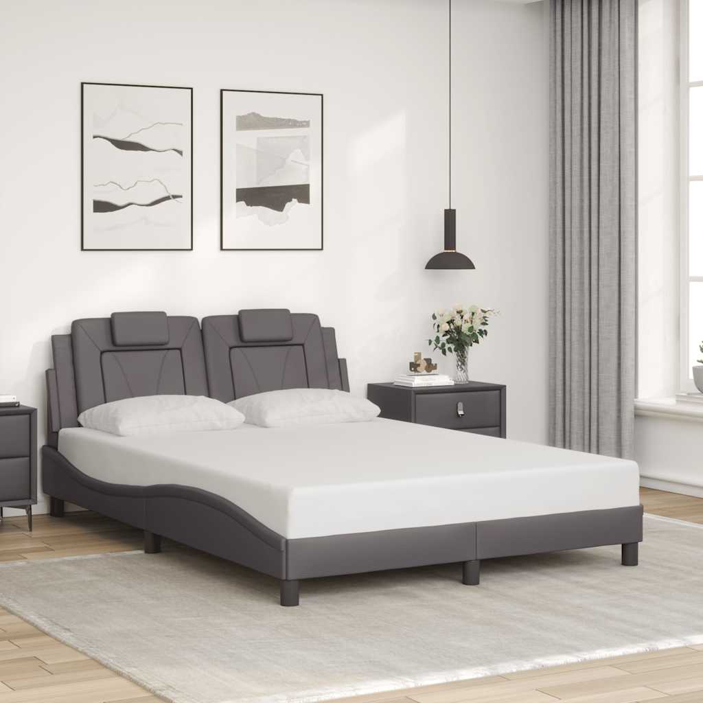 Bed Frame "Viana" without Mattress Grey 140x190 cm Faux Leather