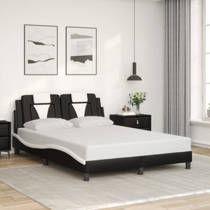Bed Frame "Viana" without Mattress Black and White 140x200 cm Faux Leather
