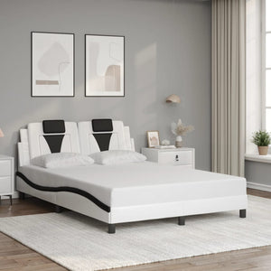 Bed Frame "Viana" without Mattress White and Black 140x200 cm Faux Leather