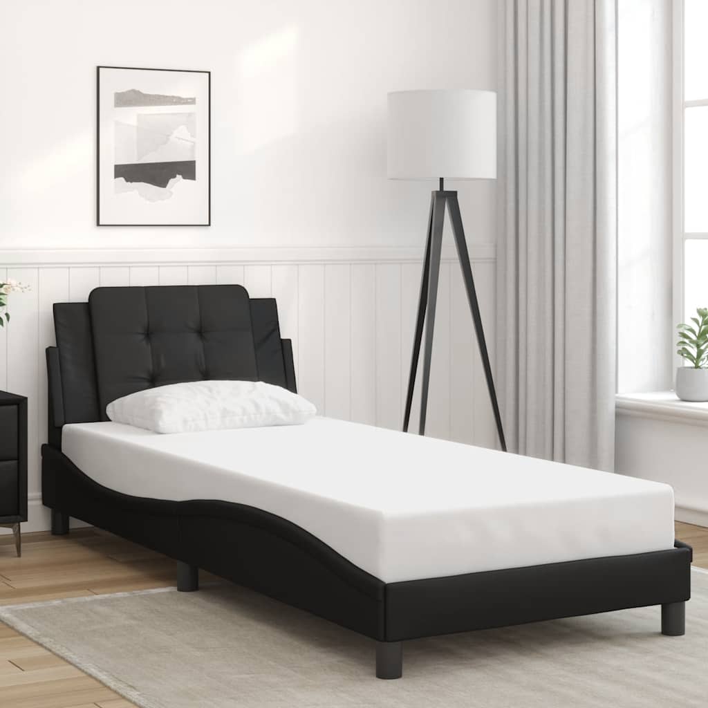 Bed Frame without Mattress "Zadar" Black 100x200 cm Faux Leather