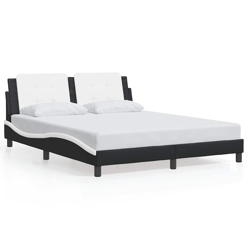 Bed Frame without Mattress "Zadar" Black and White 160x200 cm Faux Leather