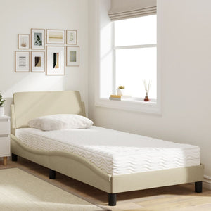 Bed with Mattress "Dover" Cream 80x200 cm Fabric