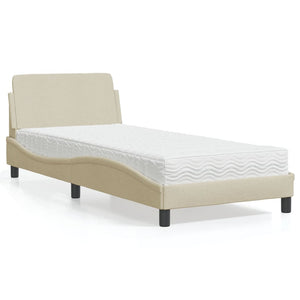 Bed with Mattress "Dover" Cream 80x200 cm Fabric