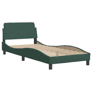 Bed with Mattress "Dover" Dark Green 80x200 cm Velvet