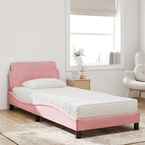 Bed with Mattress "Dover" Pink 80x200 cm Velvet