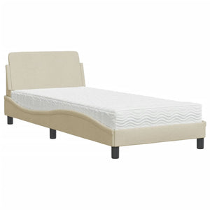 Bed with Mattress "Dover" Cream 90x190 cm Fabric