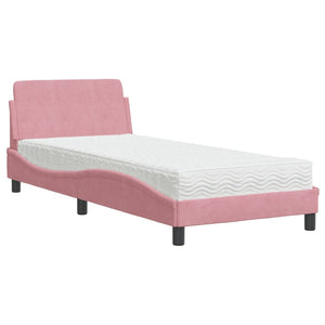 Bed with Mattress "Dover" Pink 90x190 cm Velvet