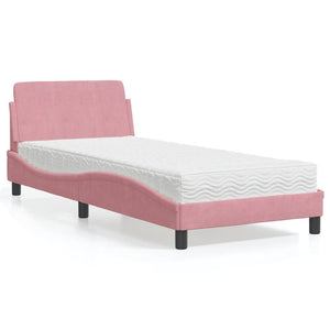 Bed with Mattress "Dover" Pink 90x190 cm Velvet