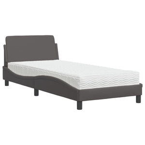 Bed with Mattress "Dover" Grey 90x190 cm Faux Leather