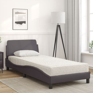 Bed with Mattress "Dover" Grey 90x190 cm Faux Leather