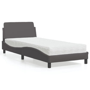 Bed with Mattress "Dover" Grey 90x190 cm Faux Leather
