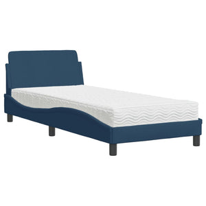 Bed with Mattress "Dover" Blue 90x200 cm Fabric